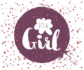 Wall Mural - Beautiful confetti poster with quotes lettering its a girl. Vector