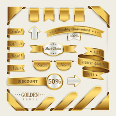 Wall Mural - golden ribbon label collection