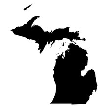 Michigan Black Map On White Background Vector