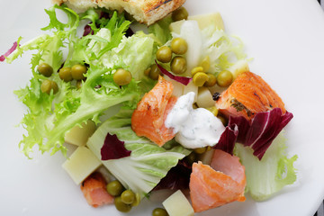 Poster - salad with slice of roasted salmon