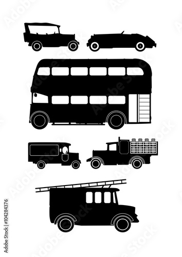 Fotografía collection of vintage vehicle silhouettes