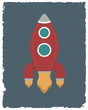 Vector illustration of retro design poster rocket.
