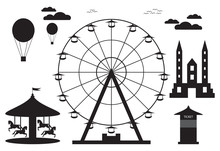 Amusement Park Element With Ferris Wheel 