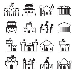 Wall Mural - Castle & palace icon set 2