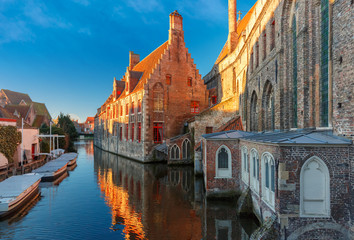 Wall Mural - Hospital of Saint John in the winter morning, Belgium.