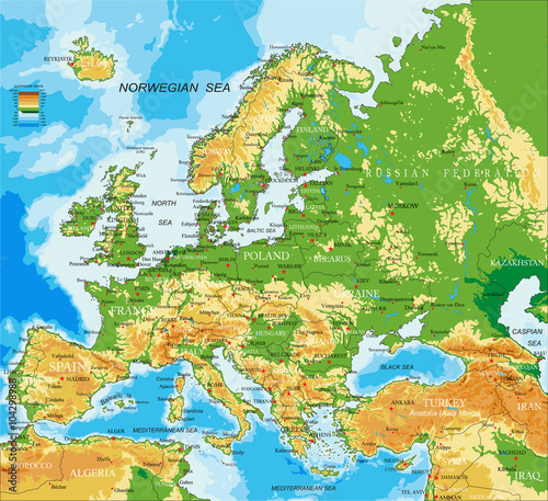 Nowoczesny obraz na płótnie Europe - physical map