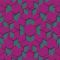 Poster - Shape abstract cubist 3D art in pink and blue grey