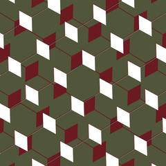 Poster - Box abstract cubist art illusion in brown and red