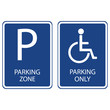 Blue parking signs