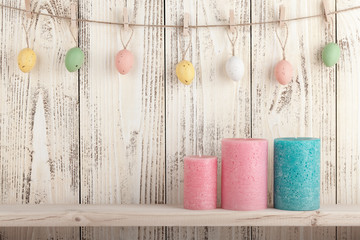 Poster - Easter eggs on clothespins and candles