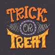 Trick or treat hand lettering card for Halloween