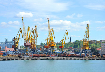 Cargo crane and train