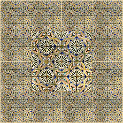 Fototapete - Background collage. Ceramic tile, museum Azulejo, Lisbon, 