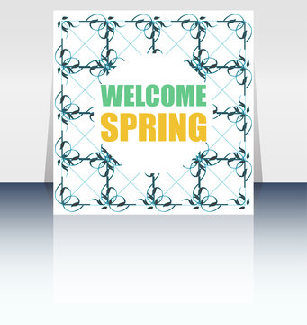 Welcome Spring Holiday Card. Welcome Spring Vector. Welcome Spring background. Spring Holiday Graphic. Welcome Spring Art. Spring Holiday Drawing