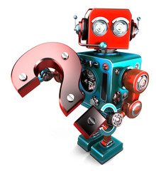 Aufkleber - 3D robot with question mark. Isolated. Contains clipping path