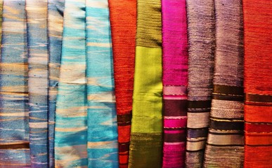 colorful raw silk scarves