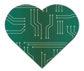 Poster - microchip heart vector