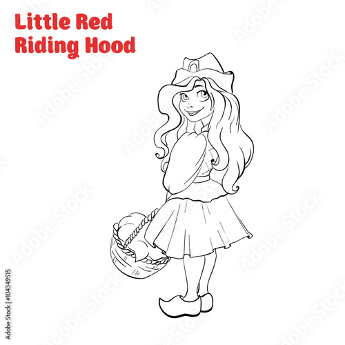 Cartoon Little Red Riding Hood. Contour, outline illustration. Child