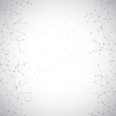 Poster - Geometric grey background molecule and communication . Connected lines with dots. Vector illustration