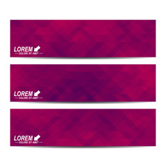 Aufkleber - Purple set of vector banners. Background with purple triangles. Web banners card, vip, certificate, gift, voucher. Modern business stylish design