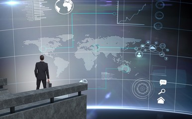 Poster - Composite image of businessman looking away 