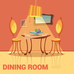 Canvas Print -  Dining Room Retro Design 