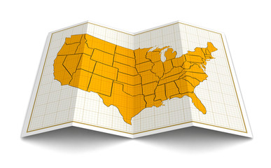Poster - Map of USA. Image with clipping path.