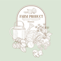 Sticker - Farm Product, Vector Illustration Banner