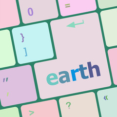 Poster - enter keyboard keys with earth button vector illustration