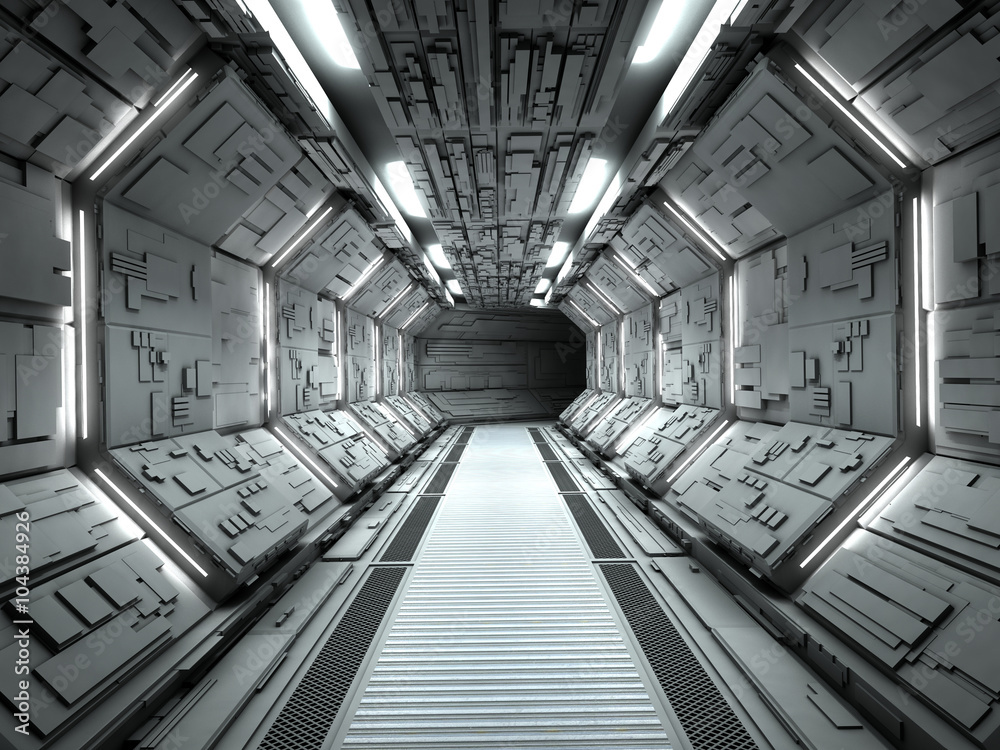 Futuristic Spaceship Interior 3d Rendering Foto Poster