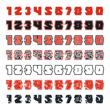 Sport numbers with contour and texture