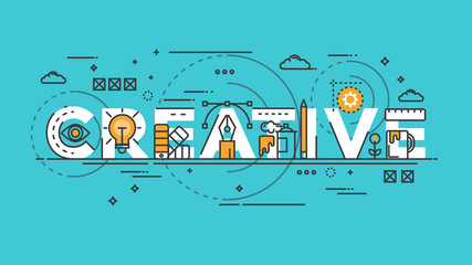 Poster - flat design line concept -creative