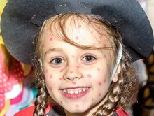 Little Girl In Ladybug Costume For School Maskenball