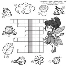 Vector Black And White Crossword For Children About Nature