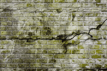 cracks on old brick wall, rough and dirty brick wall