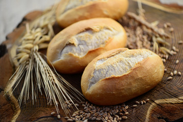 Canvas Print - Holz Brötchen Getreide