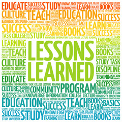 Wall Mural - lessons learned word cloud, education concept background
