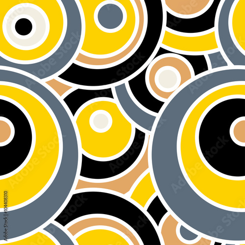 Naklejka nad blat kuchenny Seamless vector geometric pattern My universe (yellow, grey, beige circles)