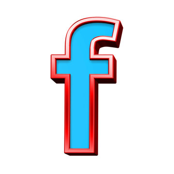 One lower case letter from blue glass with red frame alphabet set, isolated on white. Computer generated 3D photo rendering.