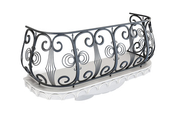 Decorative balcony on a white background. 3d rendering.