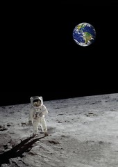 a lunar walk beneath the shining earth (some elements courtesy of nasa)