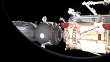 The Russian Soyuz Spacecraft Docks With The International Space Station.
