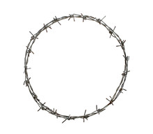 Barbed Wire Circle Isolated On White Background