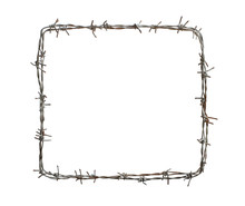 Barbed Wire Square Isolated On White Background