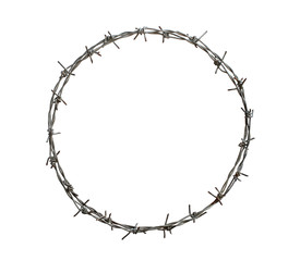 Barbed wire circle isolated on white background