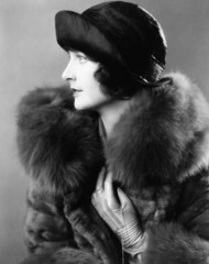 Portrait of woman wearing fur coat 