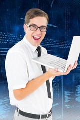 Poster - Businessman holding laptop