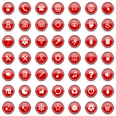 Aufkleber - circle chrome red vector icons set