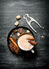 Poster - Hot chocolate with cinnamon and cutters for sugar.