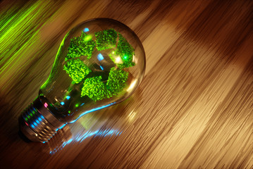 Wall Mural - recycling light bulb concept